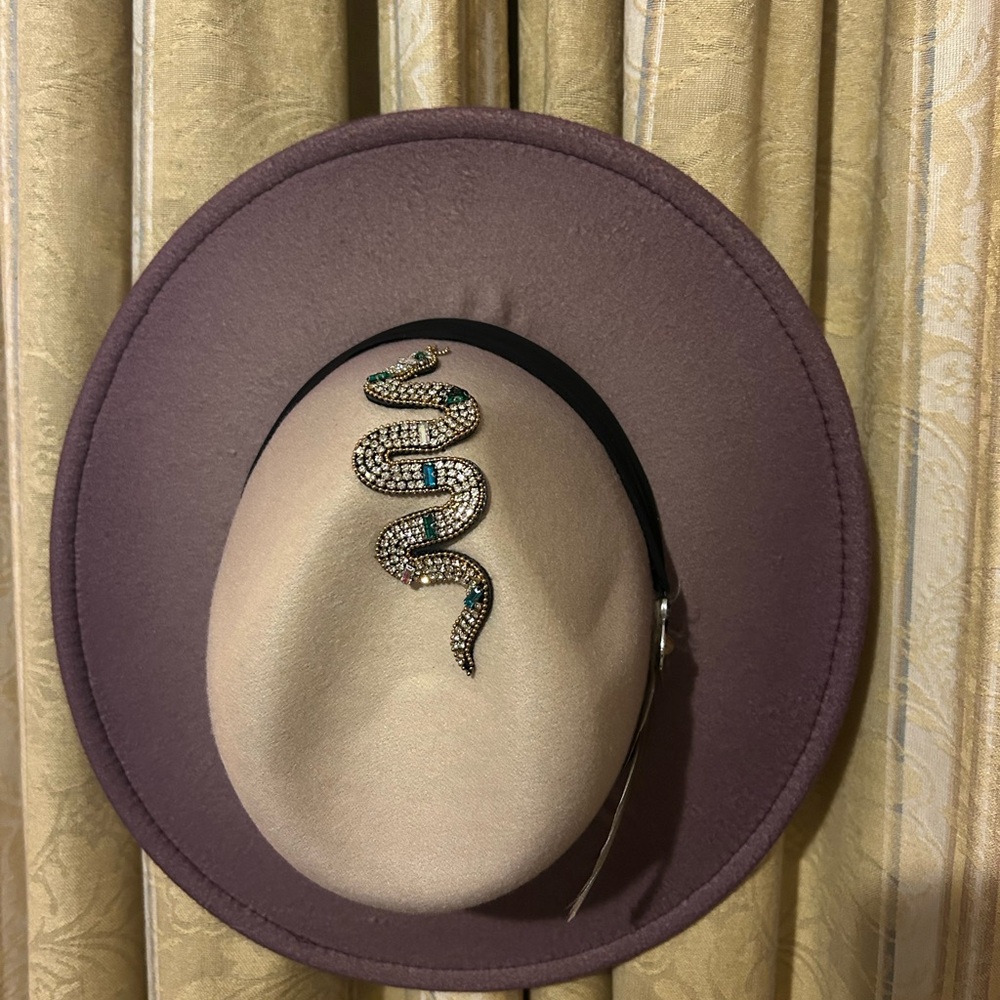 Custom made Purple and Cream Hat with Snake Accent by Hat Bar Company